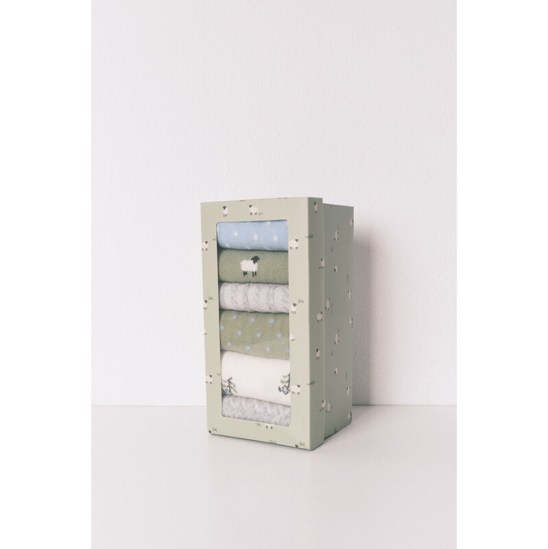 womensecret 6-balenie vysokých bavlnených ponožiek s motívom ovečiek 68524923