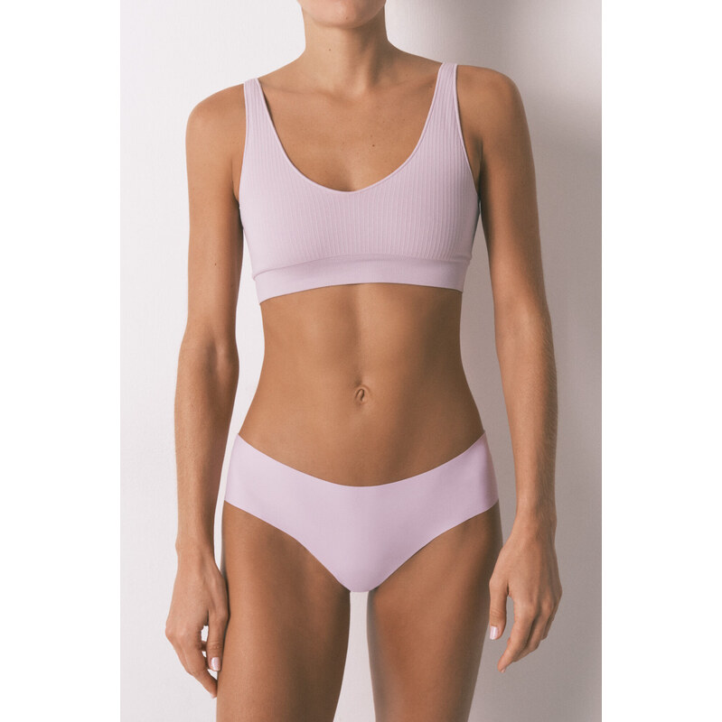 womensecret Klasické ružové nohavičky z mikrovlákna a čipky 68525085