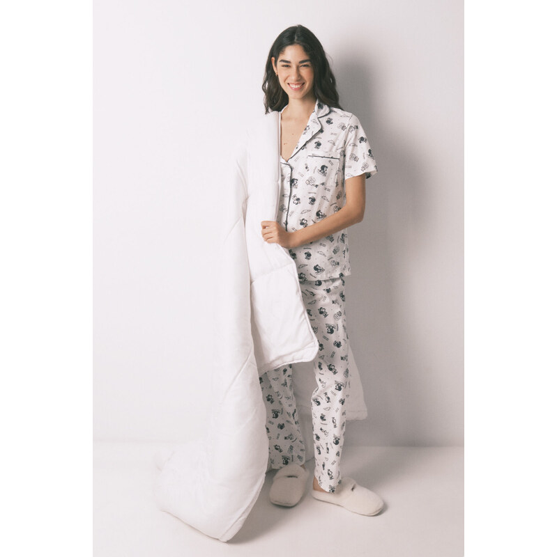 womensecret Klasické biele bavlnené pyžamo Le Petit Prince zo 100% 68525096