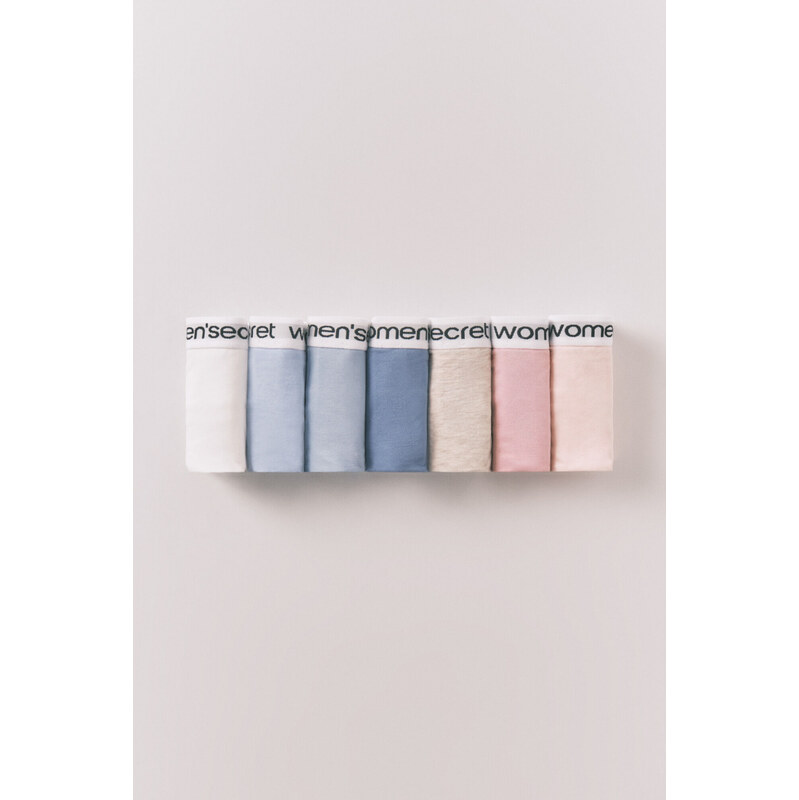womensecret 7-balenie klasických bavlnených nohavičiek s logom 68525113