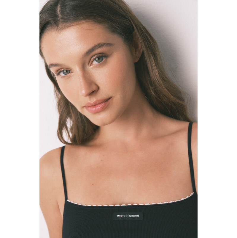 womensecret Biely bezšvový rebrovaný top 68525290