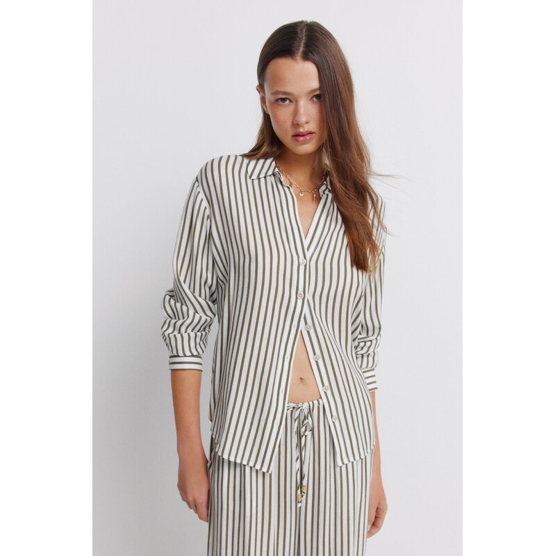 SPRINGFIELD Dámske široké pruhované nohavice 68525348