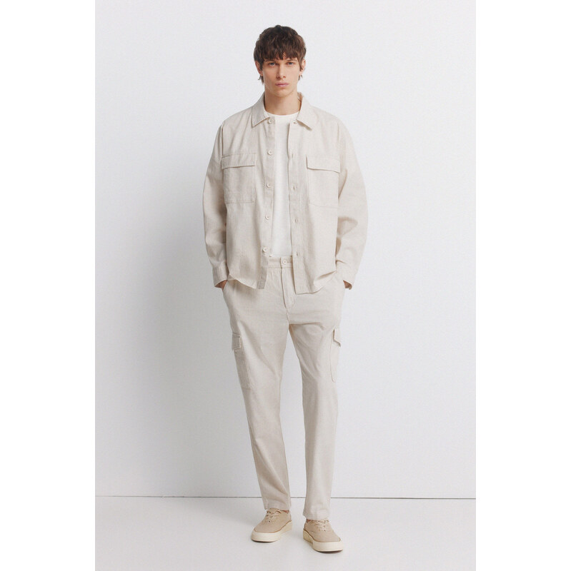 SPRINGFIELD Ľanové Cargo Slim Fit nohavice 68525385