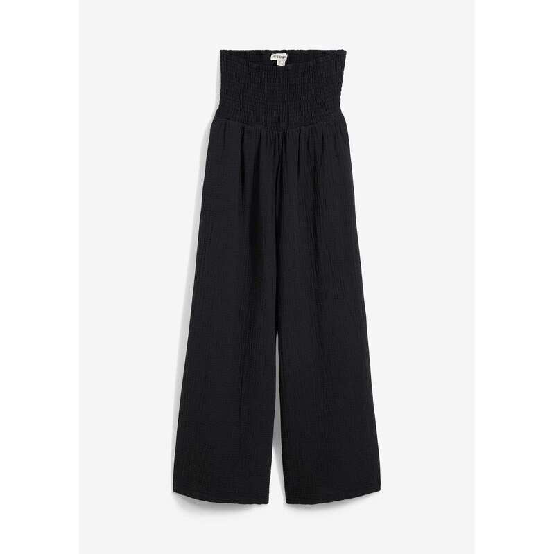 bonprix Nohavice Palazzo z mušelínu, farba čierna 63478211