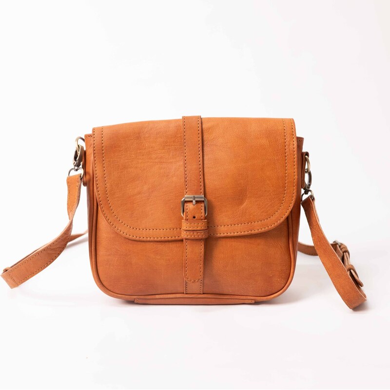 E-shop Kožená crossbody kabelka hnedá Kenitra Berber