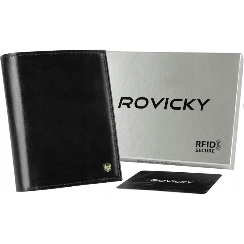 Rovicky Klasická pánska peňaženka z prírodnej kože s RFID | čierna [DH 68532809