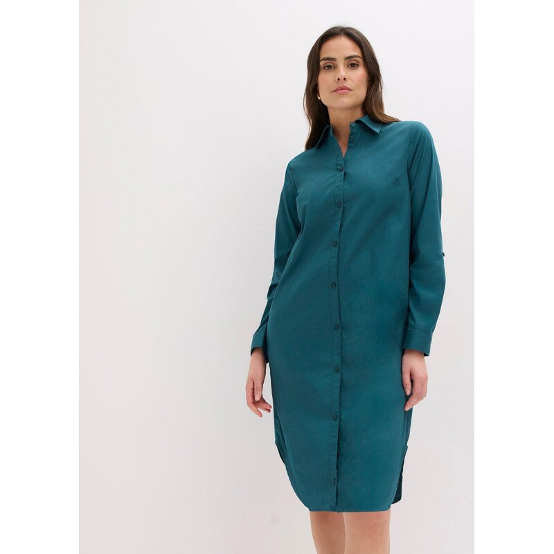 bonprix Košeľové blúzkové šaty z bavlneného popelínu, farba modrá 67879534