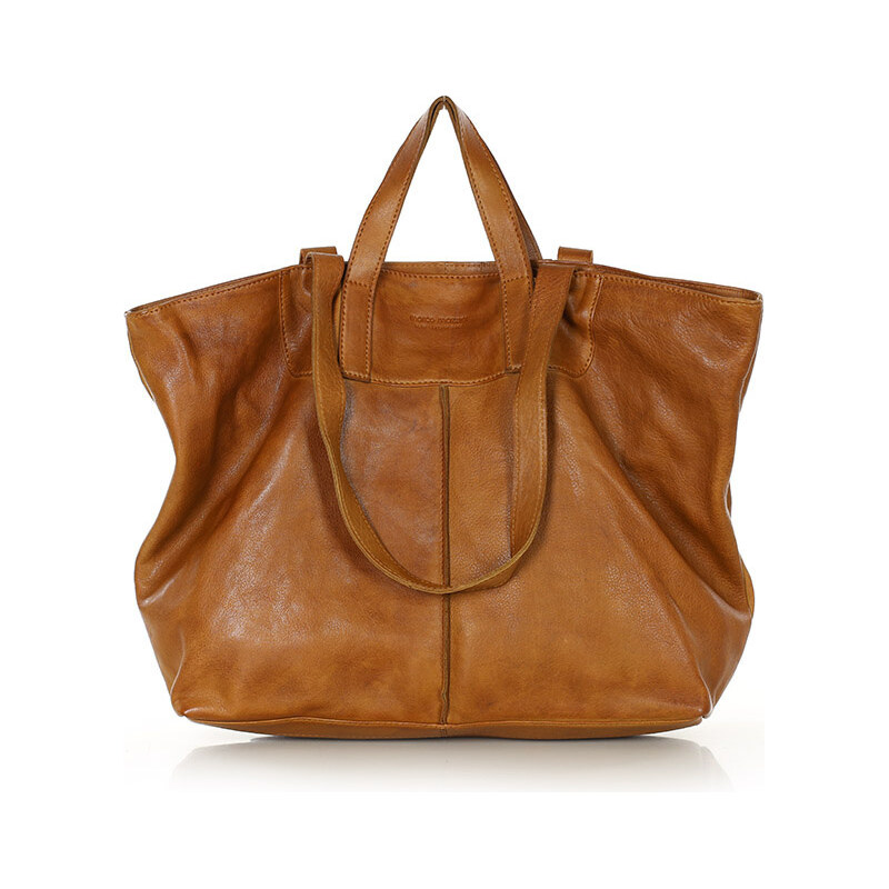 E-shop MARCO MAZZINI Camel veľká kožená shopper kabelka