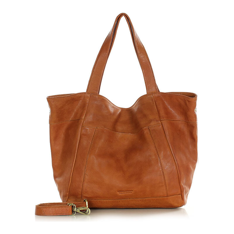 E-shop MARCO MAZZINI Camel Veľká kožená shopper taška s vreckom