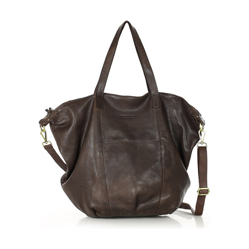 E-shop MARCO MAZZINI Tmavohnedá kožená shopper taška It bag
