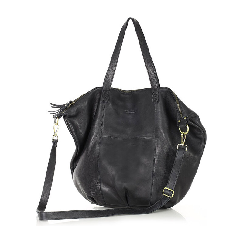 E-shop MARCO MAZZINI Čierna kožená shopper taška It bag