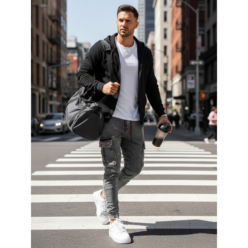 BASIC Šedé kapsáčové džínsy UX3255 26662402