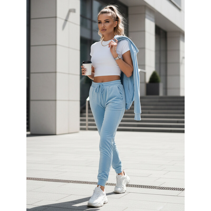 BASIC Dstreet dámske velúrové tepláky svetlo modré 68540510