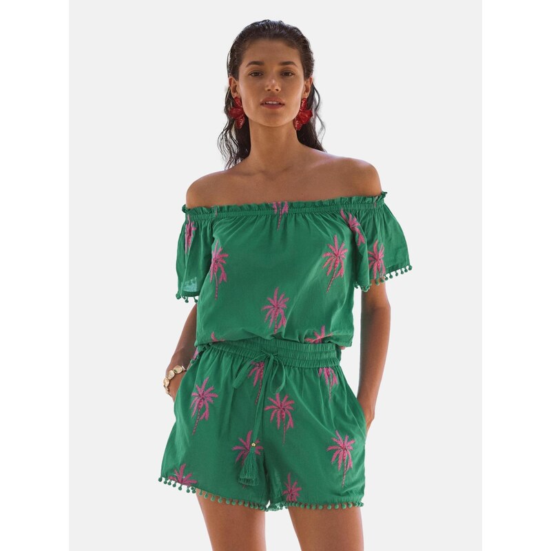 love & roses Tričko smaragdová / ružová 68535686