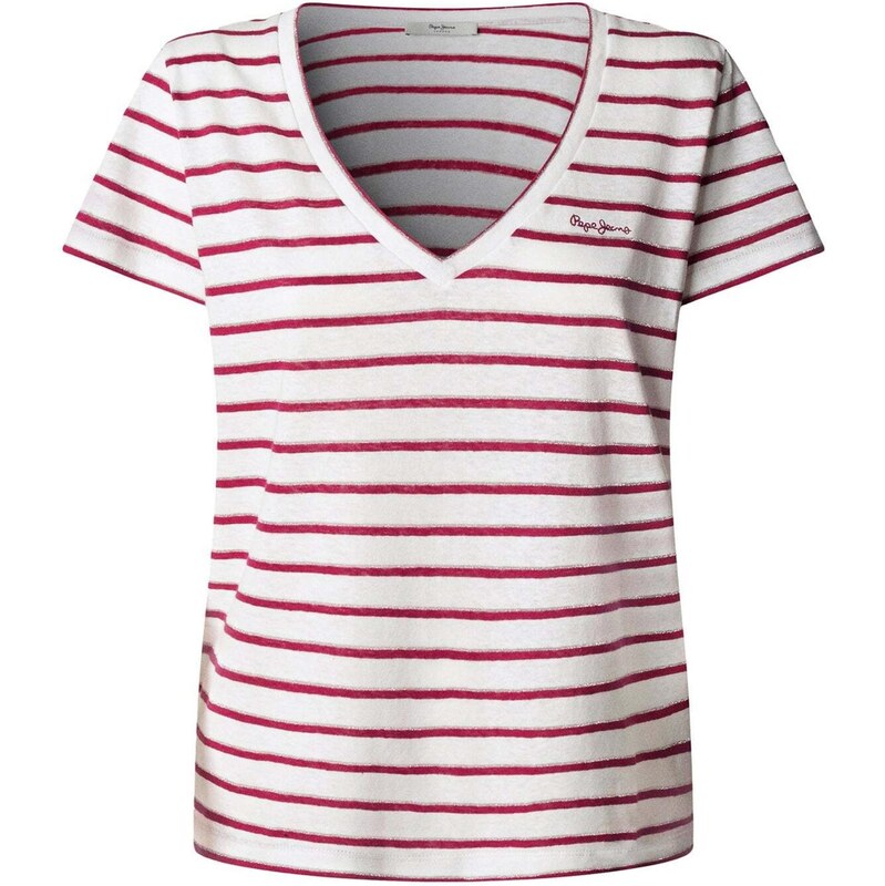 Pepe Jeans Tričko Megan tmavočervená / strieborná / biela 68535769