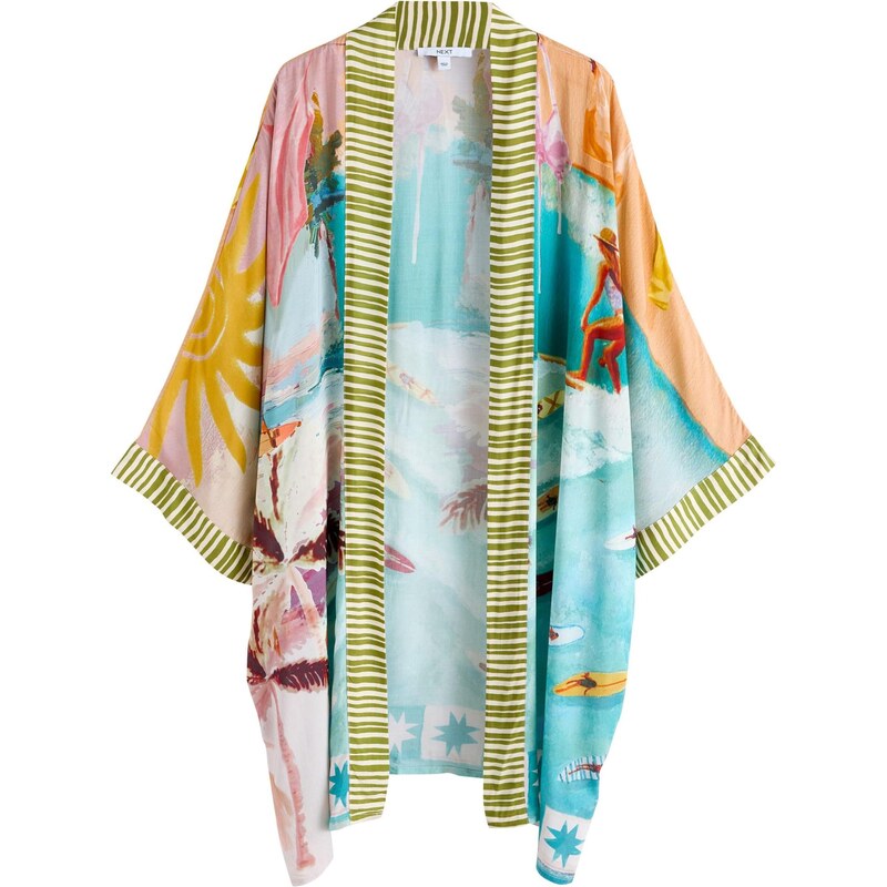 Next Kimono azúrová / žltá / olivová / oranžová 68535778