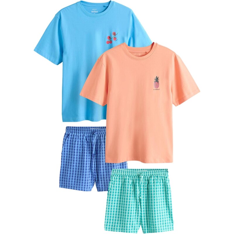Next Krátke pyžamo modrá / svetlooranžová 68535834
