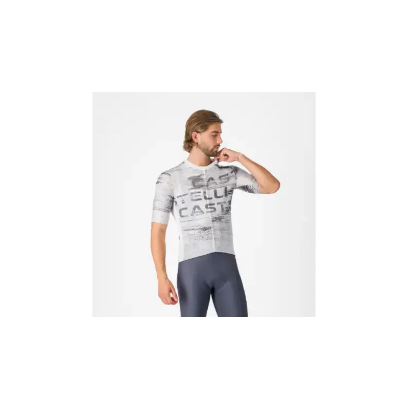 E-shop Castelli Stratus Logo pánsky dres krátky rukáv White/Smoky Gray