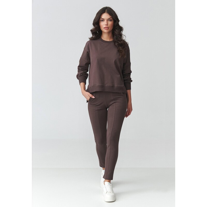 Makadamia Štýlový dámsky teplákový komplet m917 | čokoládová m917 68537860