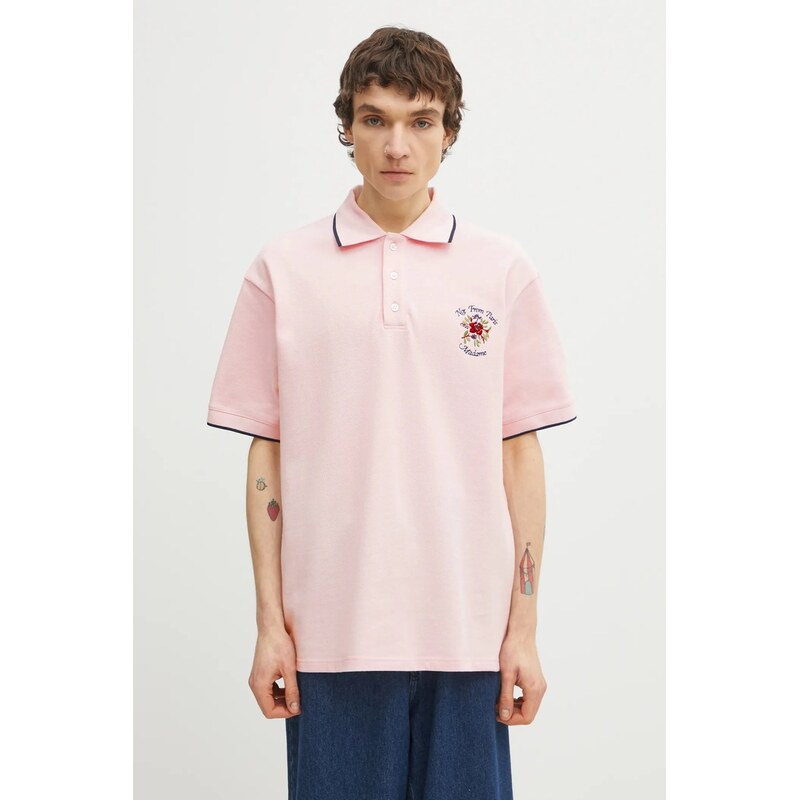 Bavlnené polo tričko Drôle de Monsieur Polo Piqué Slogan Rose 68541114