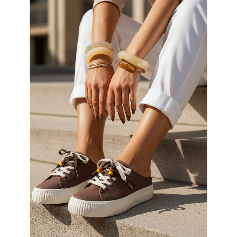 BASIC Dstreet dámske sneakersy na platforme s ozdobnými korálkami 68546300