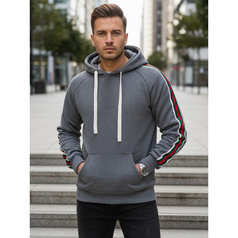 BASIC Dstreet pánska mikina s kapucňou šedá 68546331