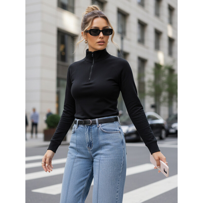 BASIC Dstreet dámska mikina so stojačikom čierna 68546332