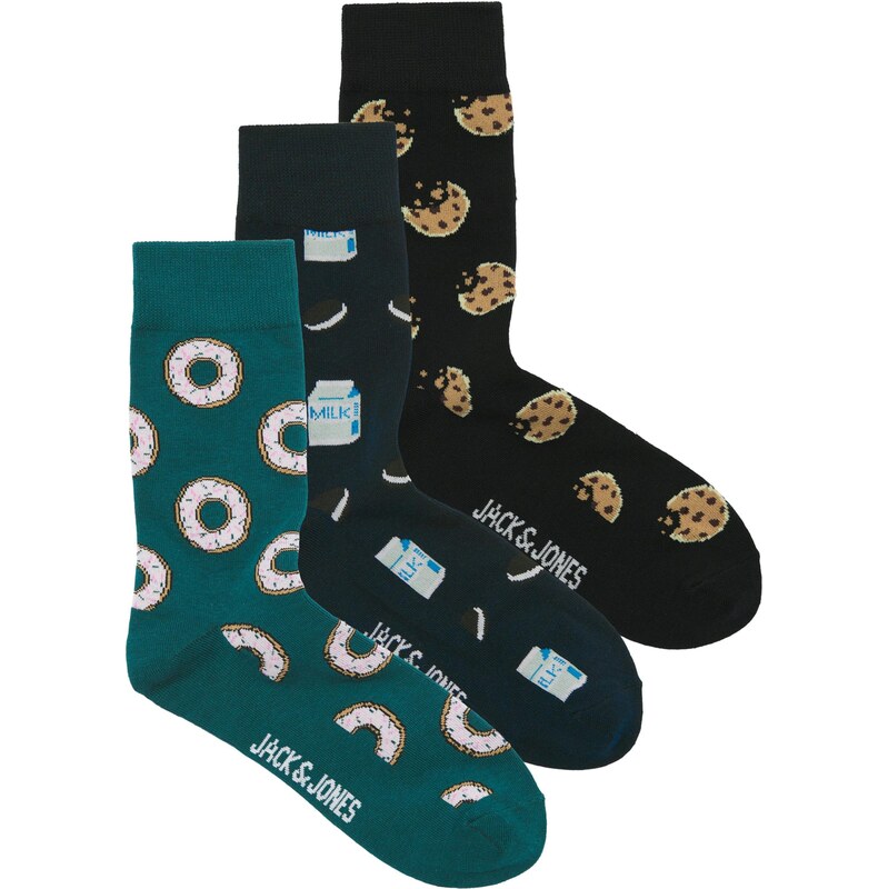 JACK & JONES Ponožky JACCOOKIES zelená / tmavozelená / čierna 68547854