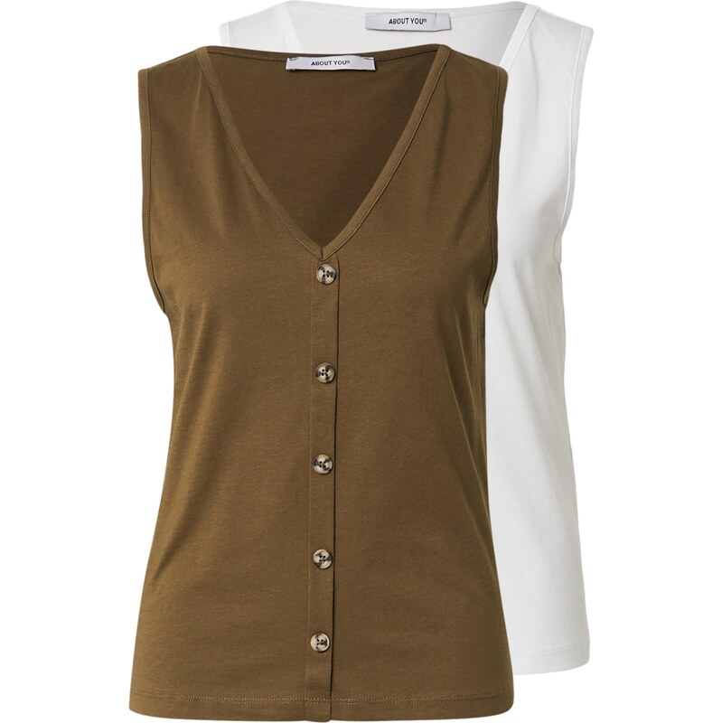 ABOUT YOU Top Jasmin olivová / biela 68549358