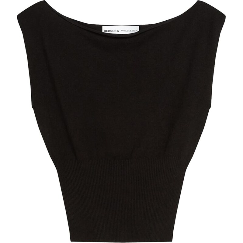 Bershka Vyšívaný top čierna 68548957
