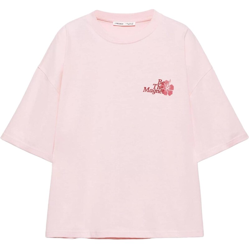 Pull&Bear Tričko farba lesného ovocia / ružová 68548993