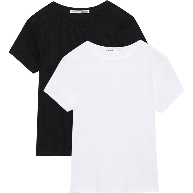 Pull&Bear Tričko čierna / biela 68548969