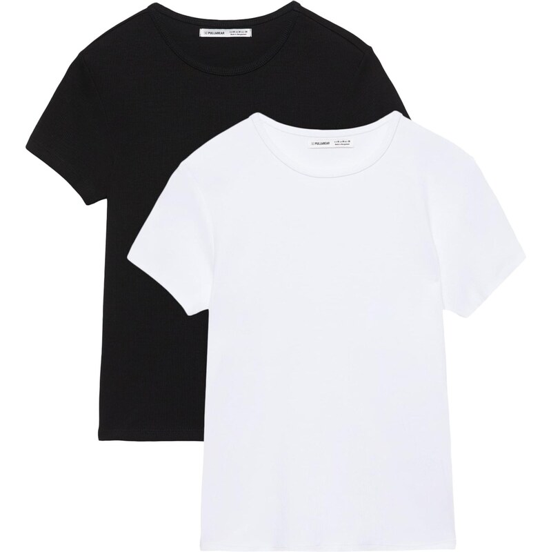 Pull&Bear Tričko čierna / biela 68548970