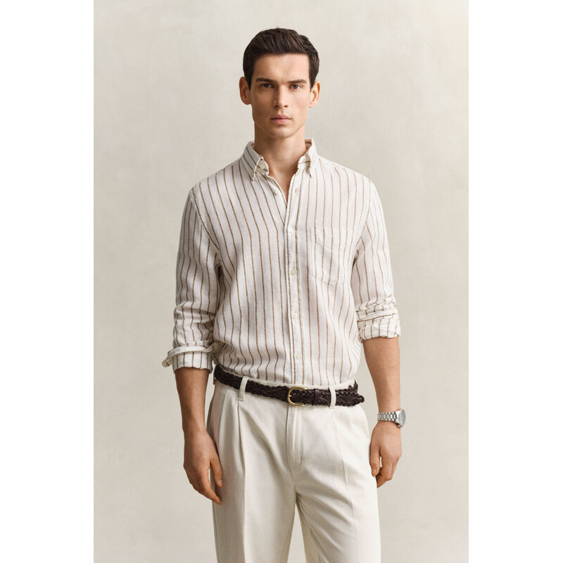 KOŠEĽA GANT REG LINEN VISCOSE STRIPE SHIRT CREAM 68423455