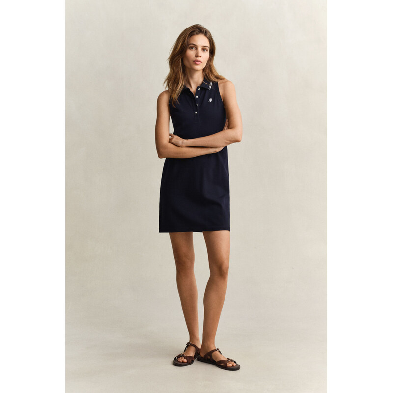 Šaty gant reg sleeveless pique polo dress evening blue 68423466