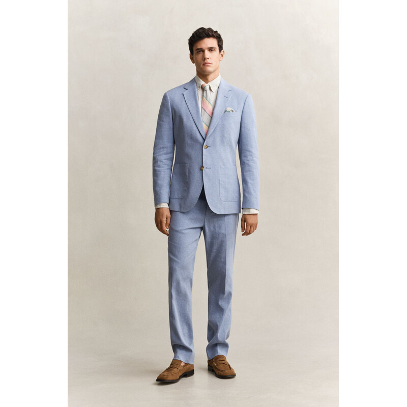 NOHAVICE GANT COTTON / LINEN SUIT PANTS FADED DENIM 68423446