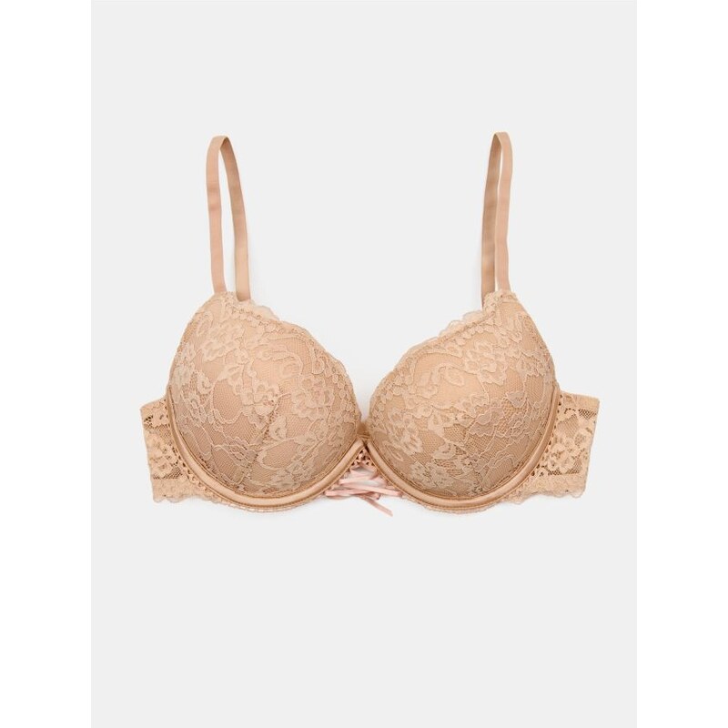 Sinsay - Podprsenka Extra Push-Up s krajkou - béžová 68548464