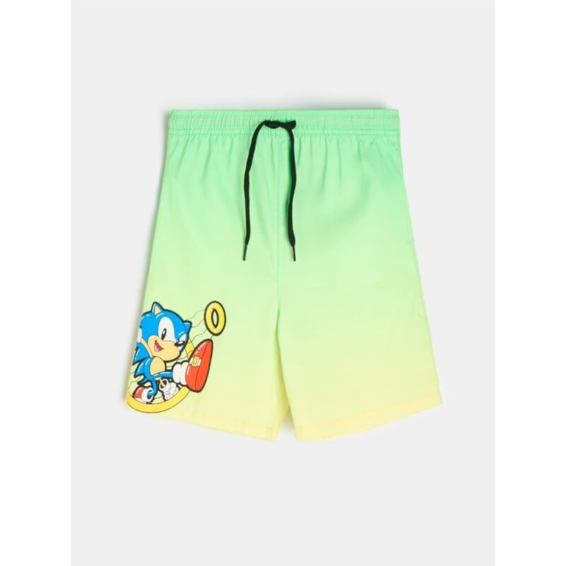 Sinsay - Plážové šortky Sonic the Hedgehog - svieža zelená 68548589