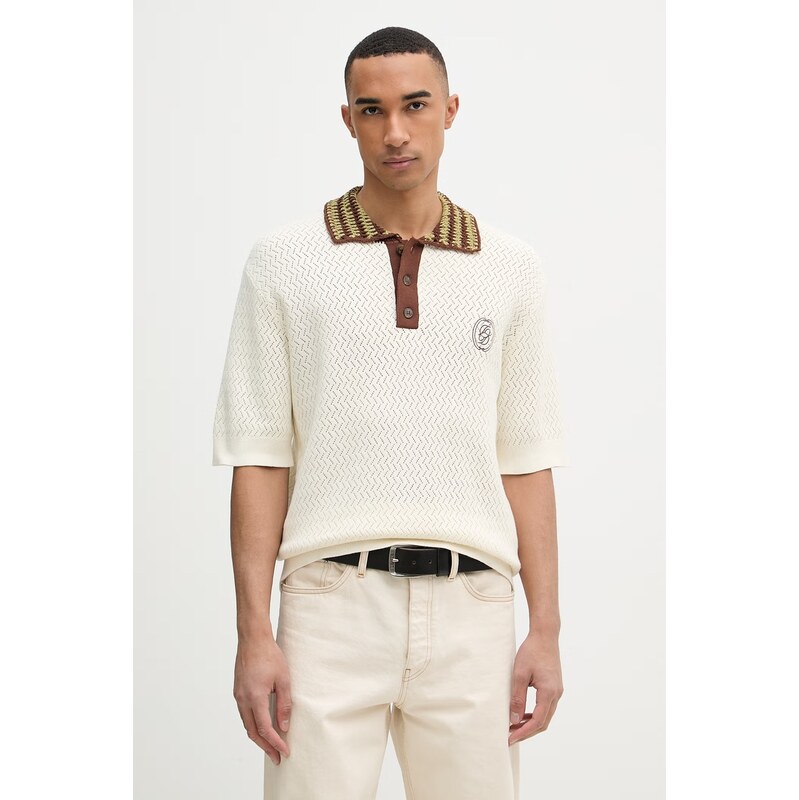 Drôle de Monsieur úpletové polo tričko pánske bavlnené Maille Ajouré D 68548927