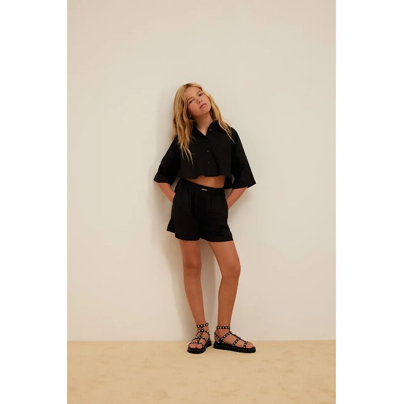 Patrizia Pepe košeľa safari detská s ľanom A713 68558244