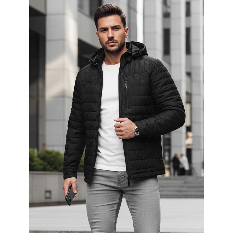 Dstreet Prechodná nadčasová čierna bunda s kapucňou 62305561