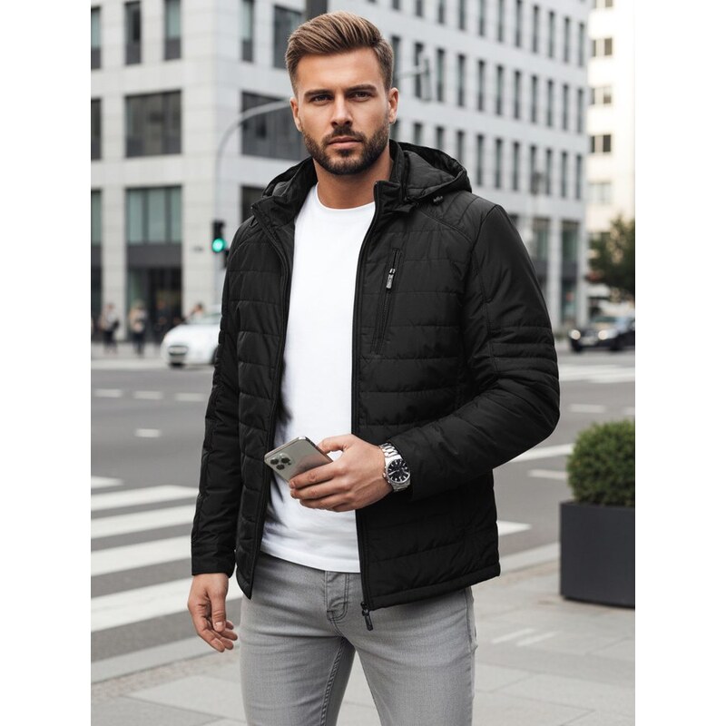 Dstreet Moderná prechodná čierna bunda s kapucňou 62598654