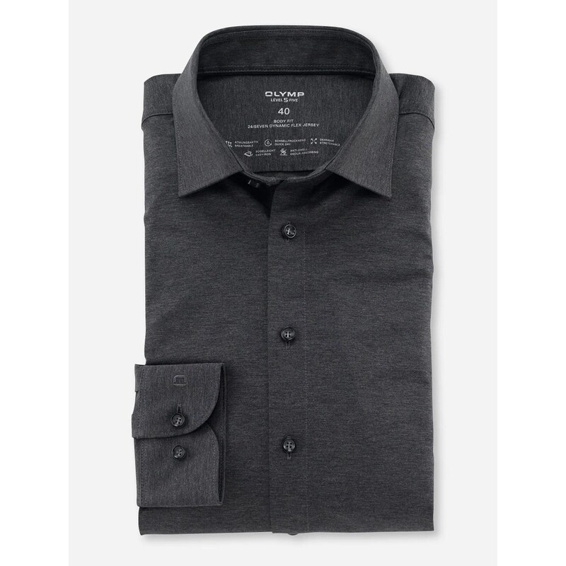 Pánska antracitová Flex Jersey košeľa OLYMP body fit 68554945