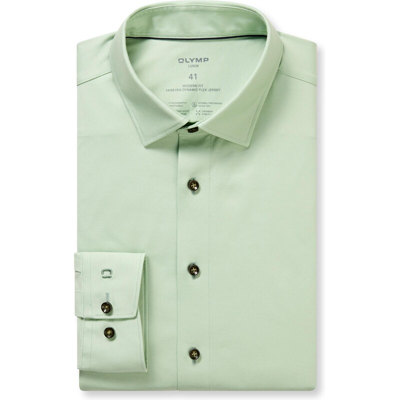 Pánska zelenkavá Flex Jersey košeľa OLYMP modern fit 68554947