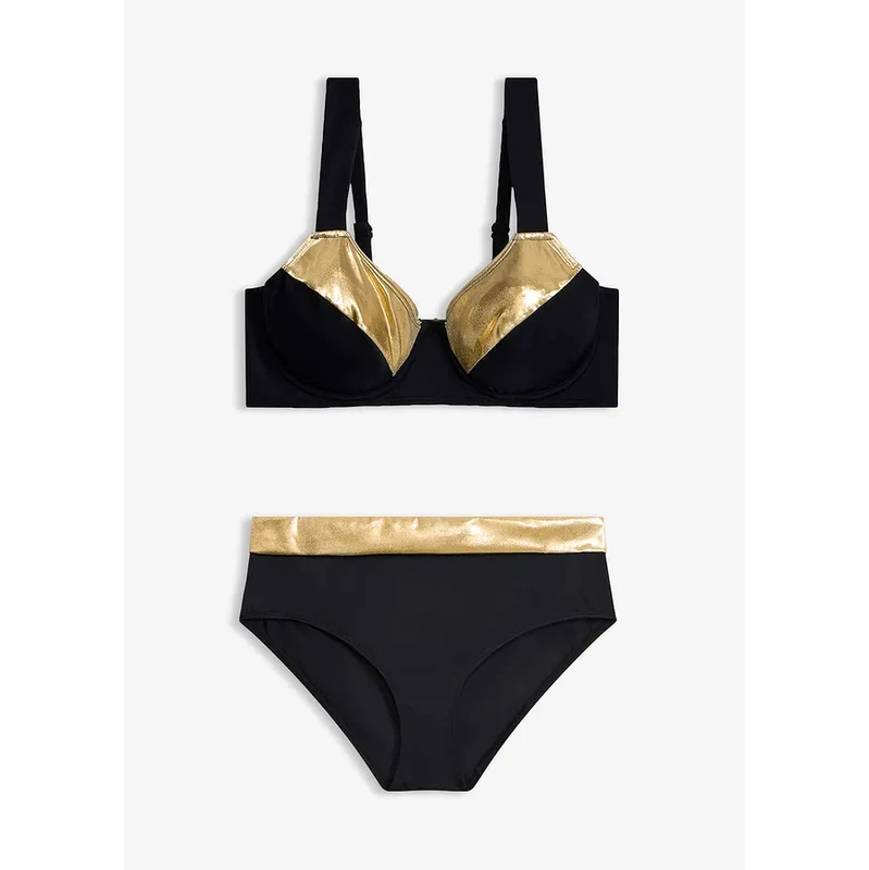 bonprix Bikiny minimizer (2-dielne) s prvkami v zlatej farbe, farba 63703929