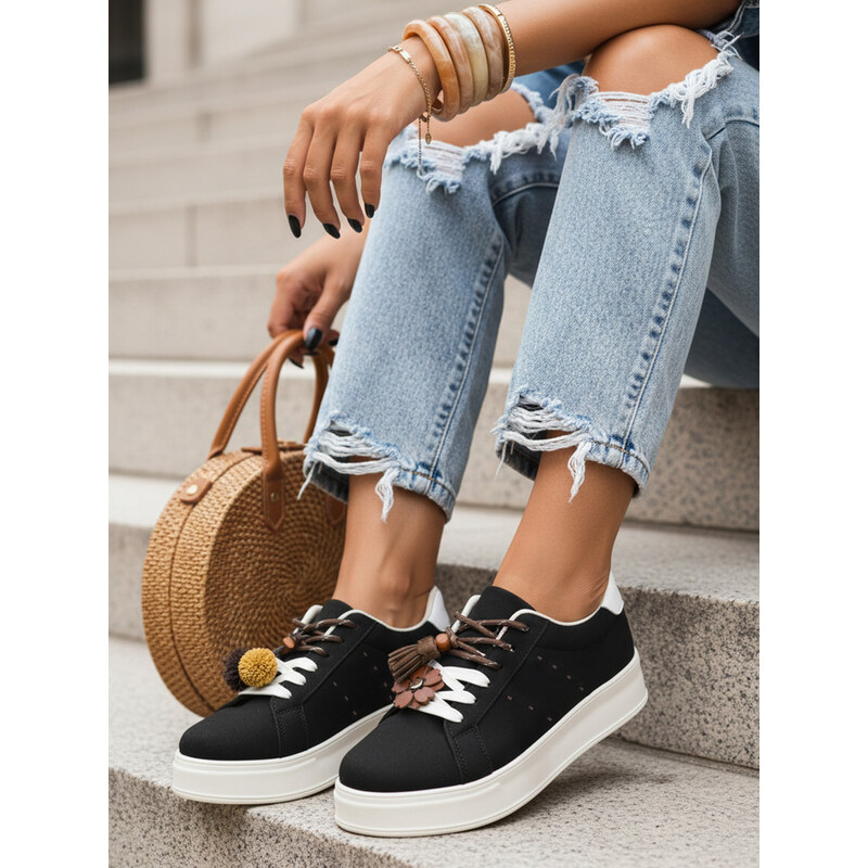 BASIC Dstreet dámske semišové sneakersy na platforme s ozdobami 68557527