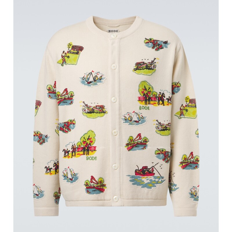 Bode Beaded Camp wool and cotton cardigan 68558682
