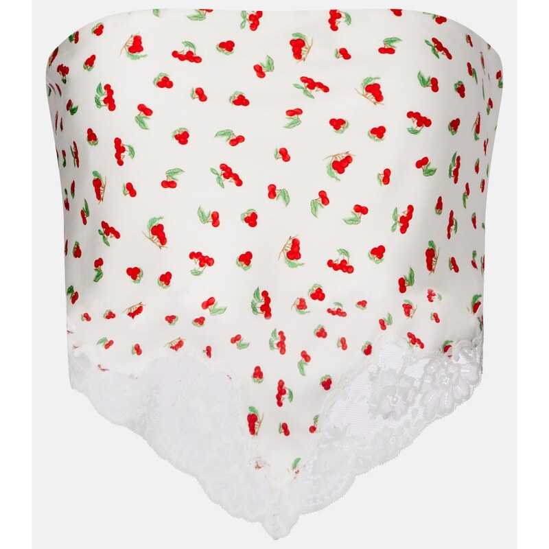 Posse Fae lace-trimmed printed top 68557016