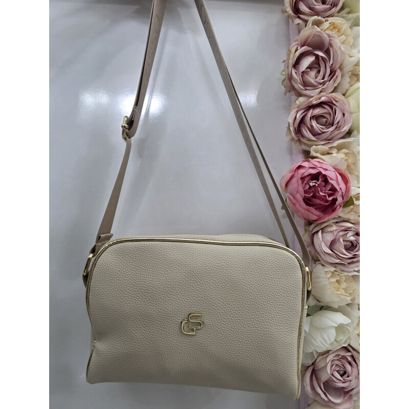 E-shop Katrins Fashion Menšia béžová crossbody kabelka Grosso