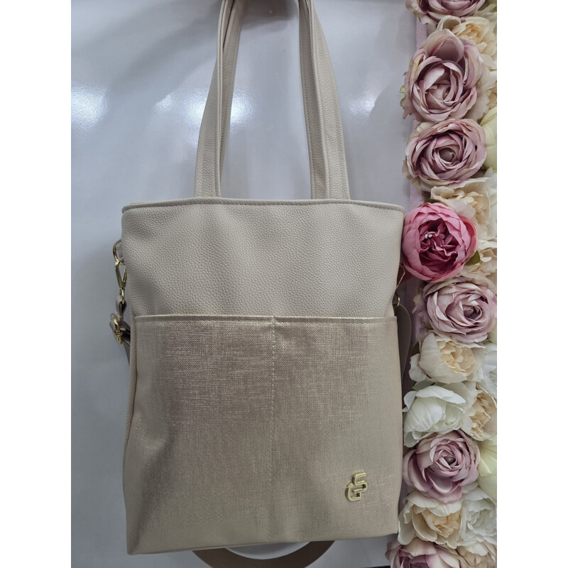 E-shop Katrins Fashion Zlato-béžová kabelka do ruky Grosso